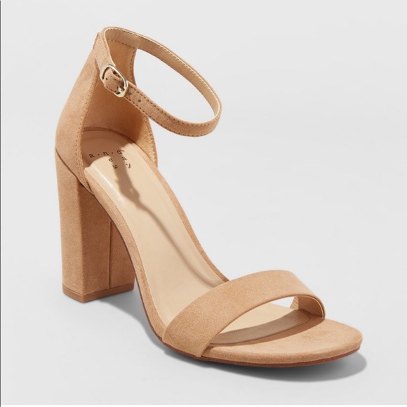Beige High Strap Block Heels - Picture 7 of 9